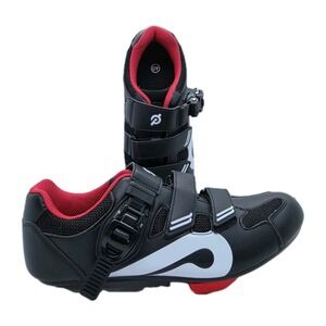 Peloton Cycling Shoes Black Red White Size 40 Euro Men's 7 Women's 9 with Cleats
